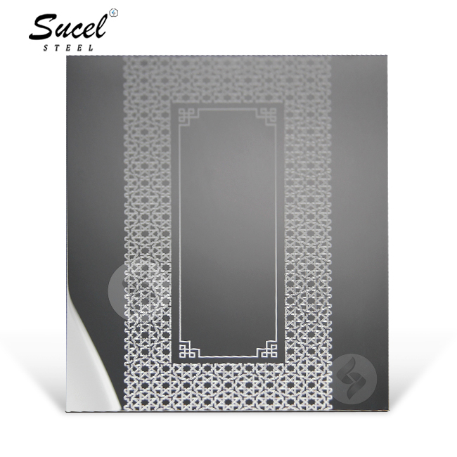 SUCEL Lift Elevator Rose Gold/ Yellow Gold Color No.4 Mirror 8K Polished cross Hairline Etched Stainless Steel Sheet Suc -EC187