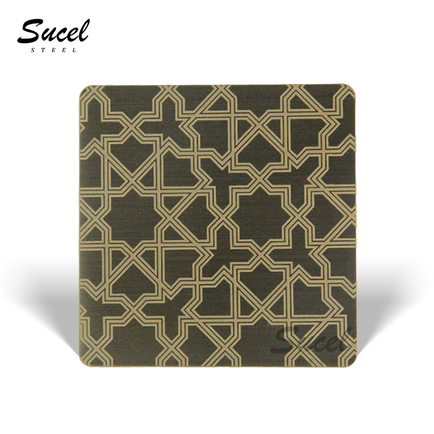 2023 SUCEL STEEL New Product Mirror Etched Champagne Gold HTG-61 Stainless Steel Sheet