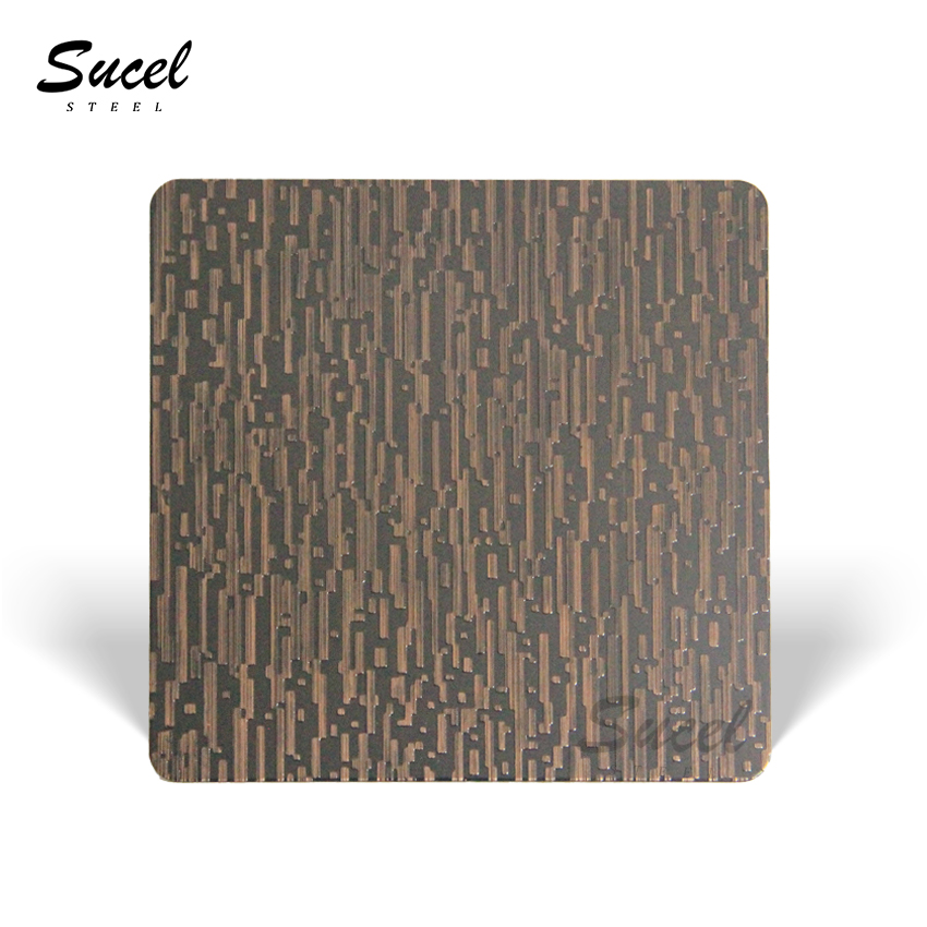 2023 SUCEL STEEL New Product Mirror Etched Champagne Gold DT-106 Stainless Steel Sheet