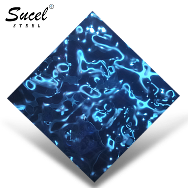 Sucel Steel Embossed Stamped Blue Water Ripple Stainless Steel pvd sheets