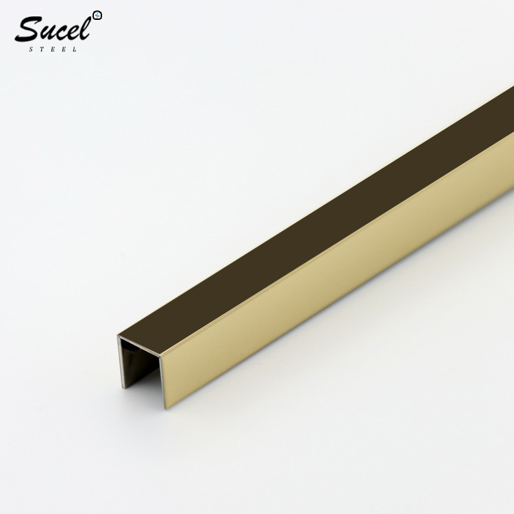 Sucel Mirror Finished Bronze Hl 304 Gold Wall Decor Stainless Steel Profile U Shaped Tile Trim
