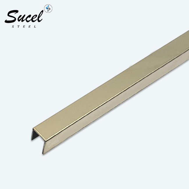 FoShan Sucel High Quality Decorative Profiles For Floor And Wall Corner Decoration U Shape Stainless Steel Tile Trim